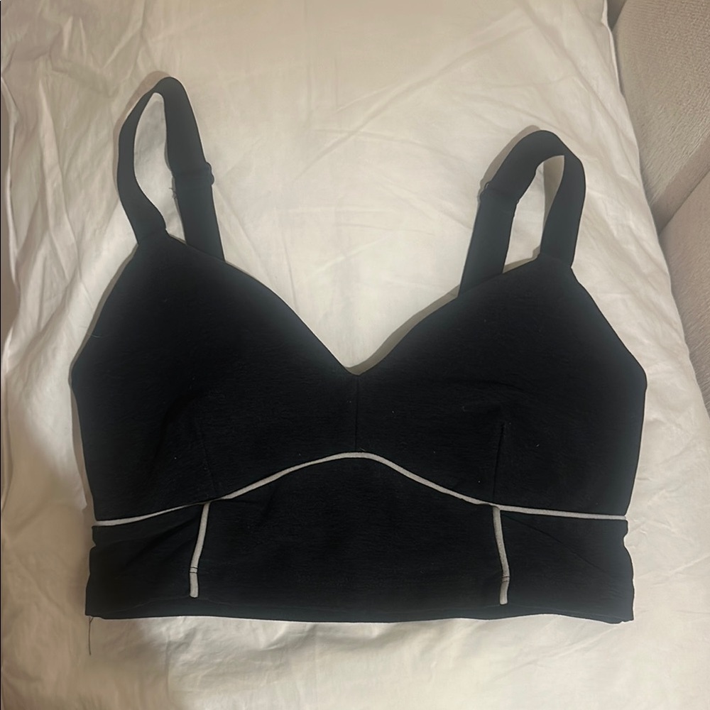 Beyond yoga Women's Black Bra with White Accents